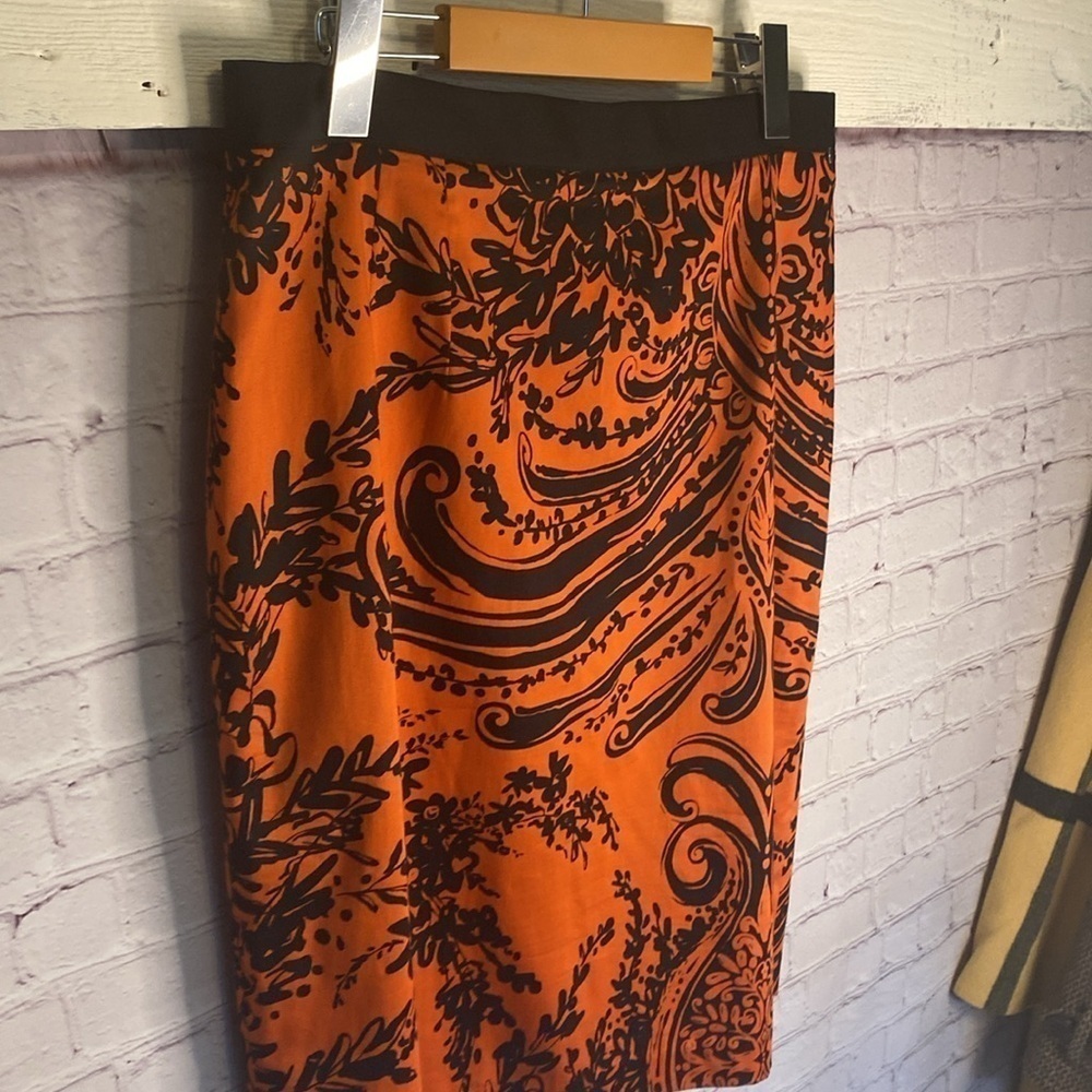 Tristan Black & Orange Cotton Fitted Pencil Skirt Size 12 - Picture 5 of 14